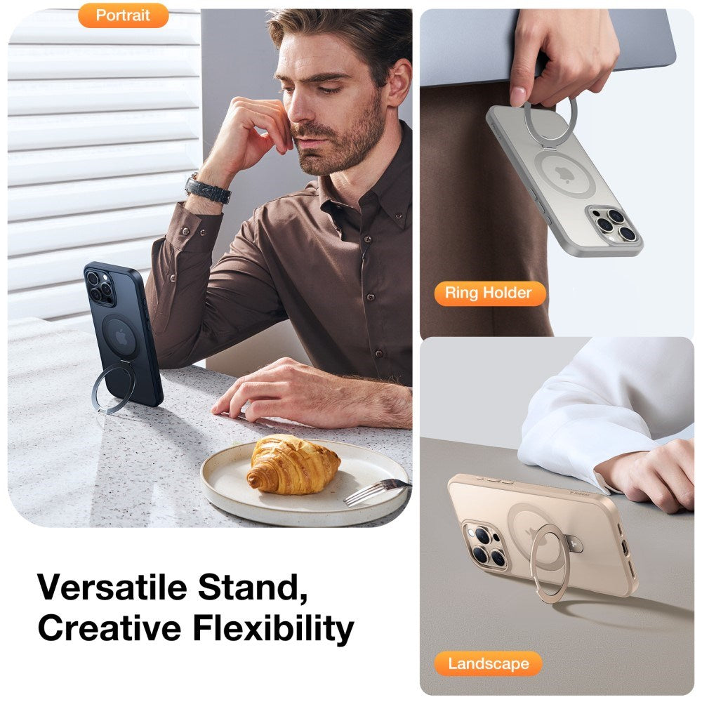 TORRAS iPhone 16 Pro Max Guardian Ostand Series Skal m. Ställ - MagSafe Kompatibel - Rose Gold