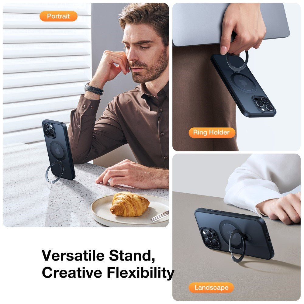 TORRAS iPhone 16 Pro Guardian Ostand Series Skal m. Ställ - MagSafe Kompatibel - Svart