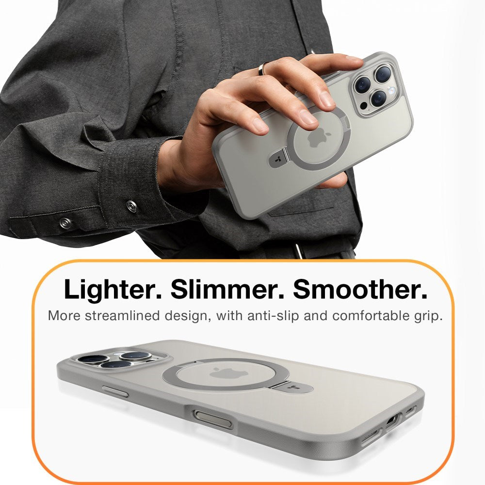TORRAS iPhone 16 Pro Guardian Ostand Series Skal m. Ställ - MagSafe Kompatibel - Grå