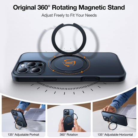 TORRAS iPhone 16 Pro Plast Skal m. Kickstand Ring - MagSafe Kompatibel - Svart