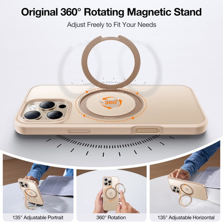 TORRAS iPhone 16 Pro Plast Skal m. Kickstand Ring - MagSafe Kompatibel - Rose Gold