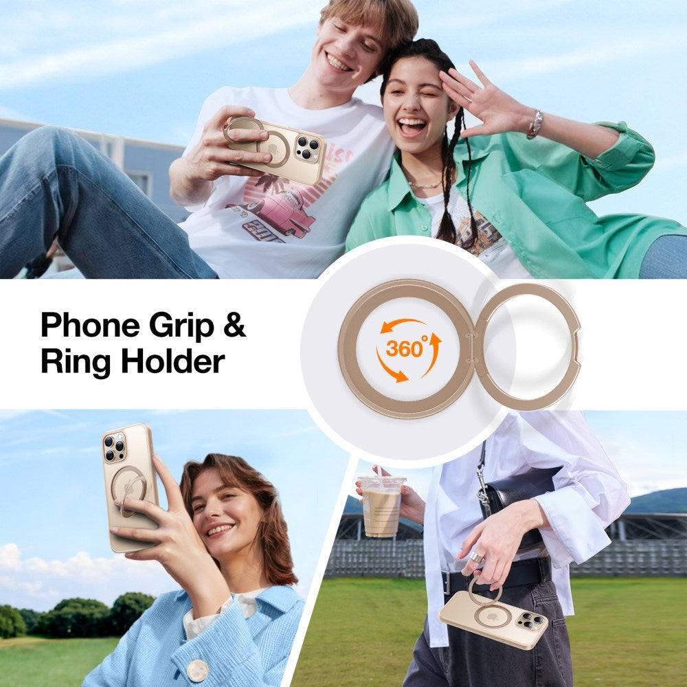 TORRAS iPhone 16 Pro Plast Skal m. Kickstand Ring - MagSafe Kompatibel - Rose Gold