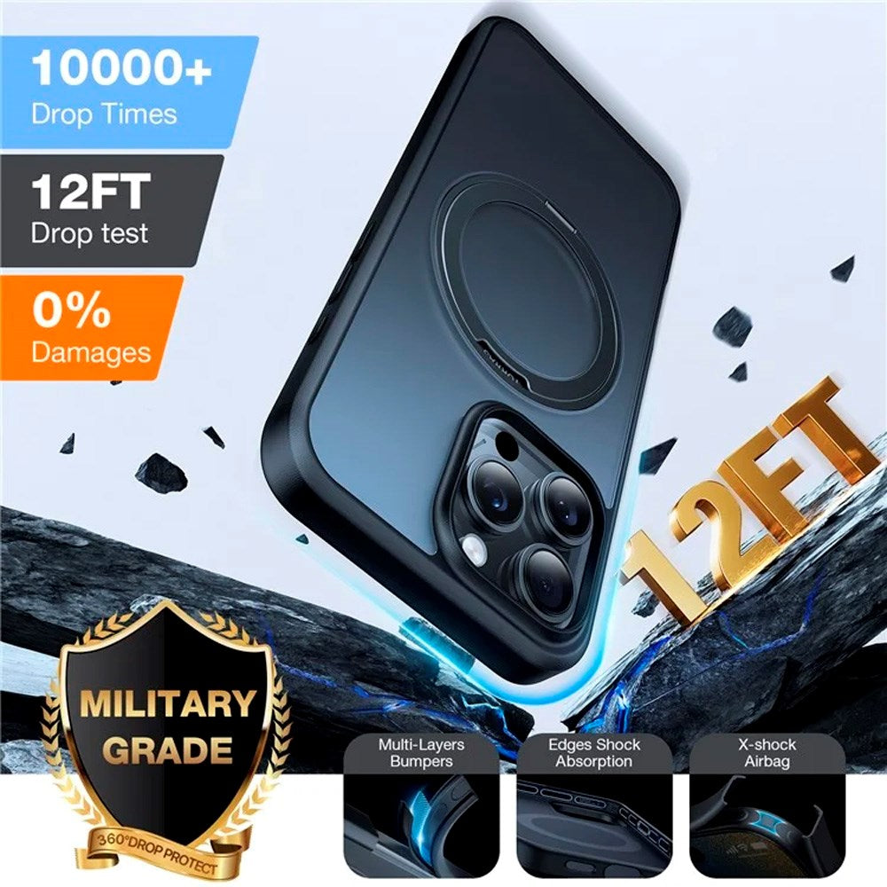 TORRAS iPhone 16 Pro Max Plast Skal m. Kickstand Ring - MagSafe Kompatibel - Svart