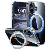 TORRAS iPhone 16 Flexibelt Plast Skal m. Ringstativ - MagSafe Kompatibel - Genomskinlig