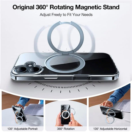 TORRAS iPhone 16 Flexibelt Plast Skal m. Ringstativ - MagSafe Kompatibel - Genomskinlig