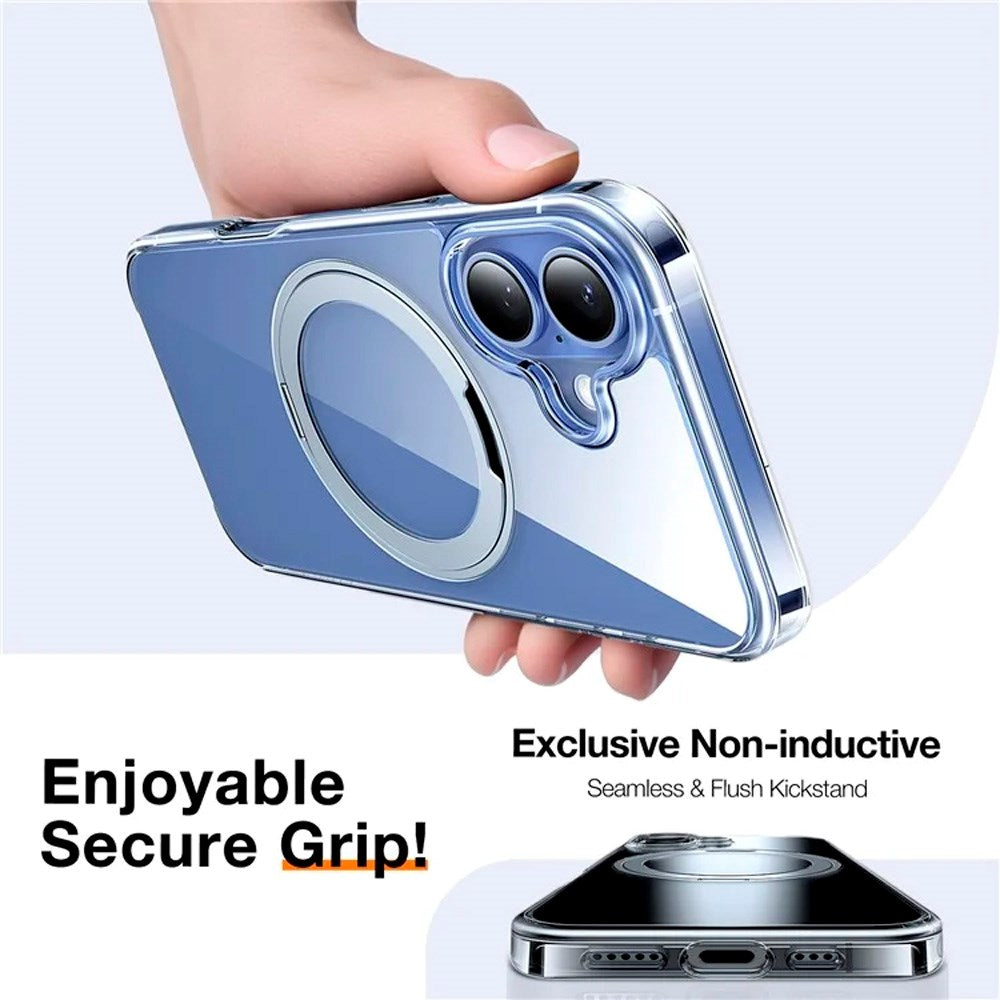 TORRAS iPhone 16 Flexibelt Plast Skal m. Ringstativ - MagSafe Kompatibel - Genomskinlig