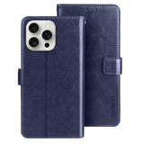 EIDERWOOD iPhone 16 Pro Max Konstläder Fodral m. Plånbok & Stativ Funktion - Blå