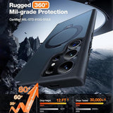 TORRAS Samsung Galaxy S24 Ultra Hybrid Skal m. Roterande Kickstand - MagSafe Kompatibelt - Svart