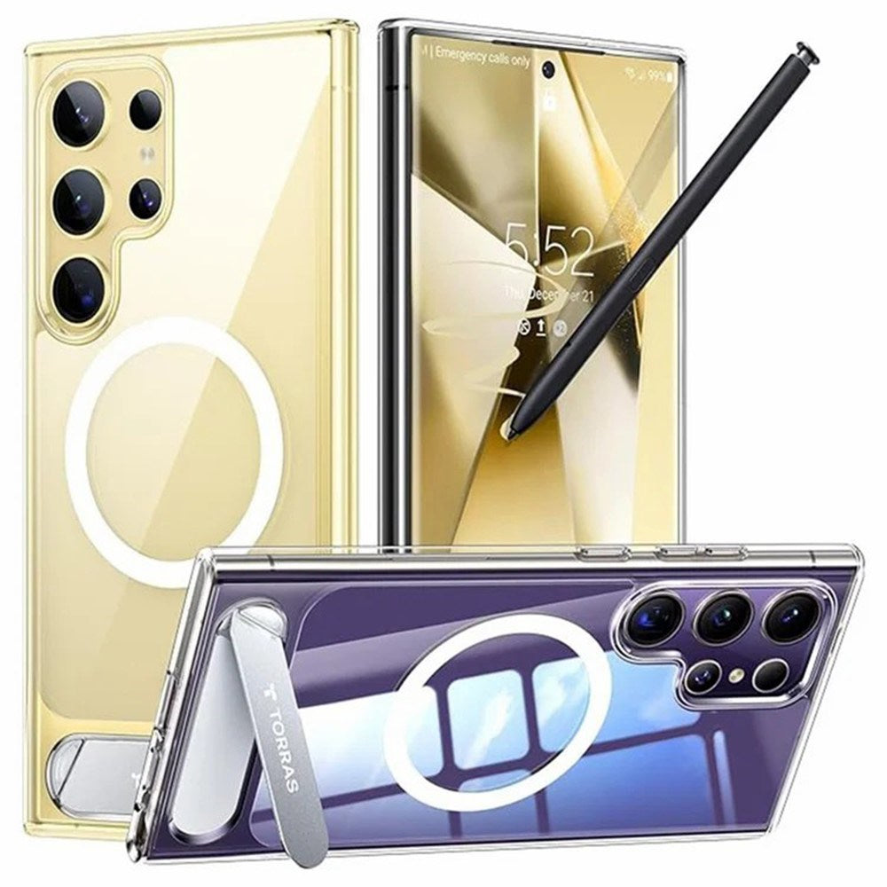 TORRAS Samsung Galaxy S24 Ultra Hybrid Skal m. Kickstand - MagSafe Kompatibel - Genomskinlig