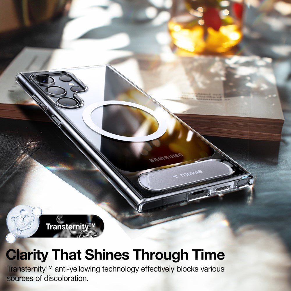 TORRAS Samsung Galaxy S24 Ultra Hybrid Skal m. Kickstand - MagSafe Kompatibel - Genomskinlig