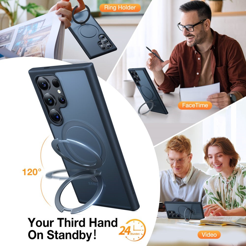 TORRAS Samsung Galaxy S24 Ultra Guardian Ostand Series Skal m. Ställ - MagSafe Kompatibel - Svart