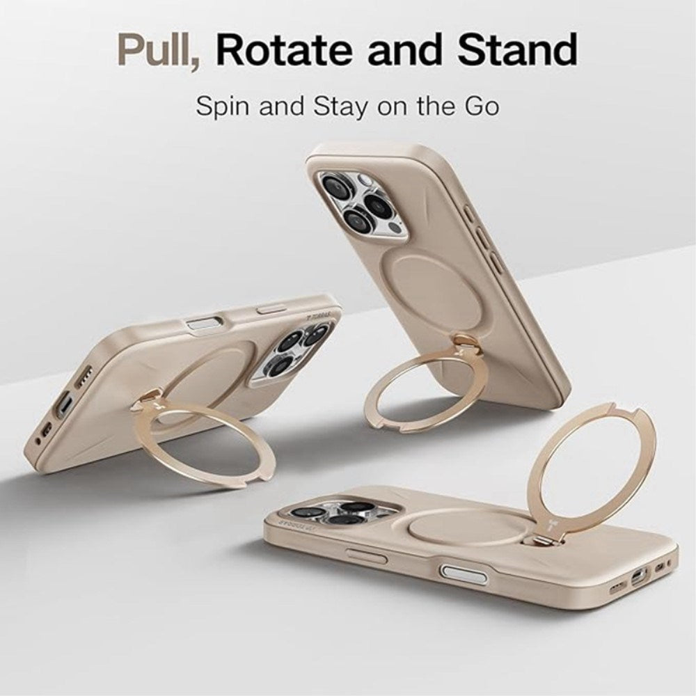 TORRAS iPhone 16 Pro Flexibelt Plast Skal m. Ring Kickstand - Beige