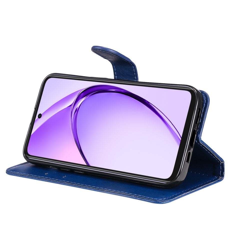 EIDERWOOD Oppo A60 / A40m / A40 Konstläder Flip Fodral m. Rem - Blå