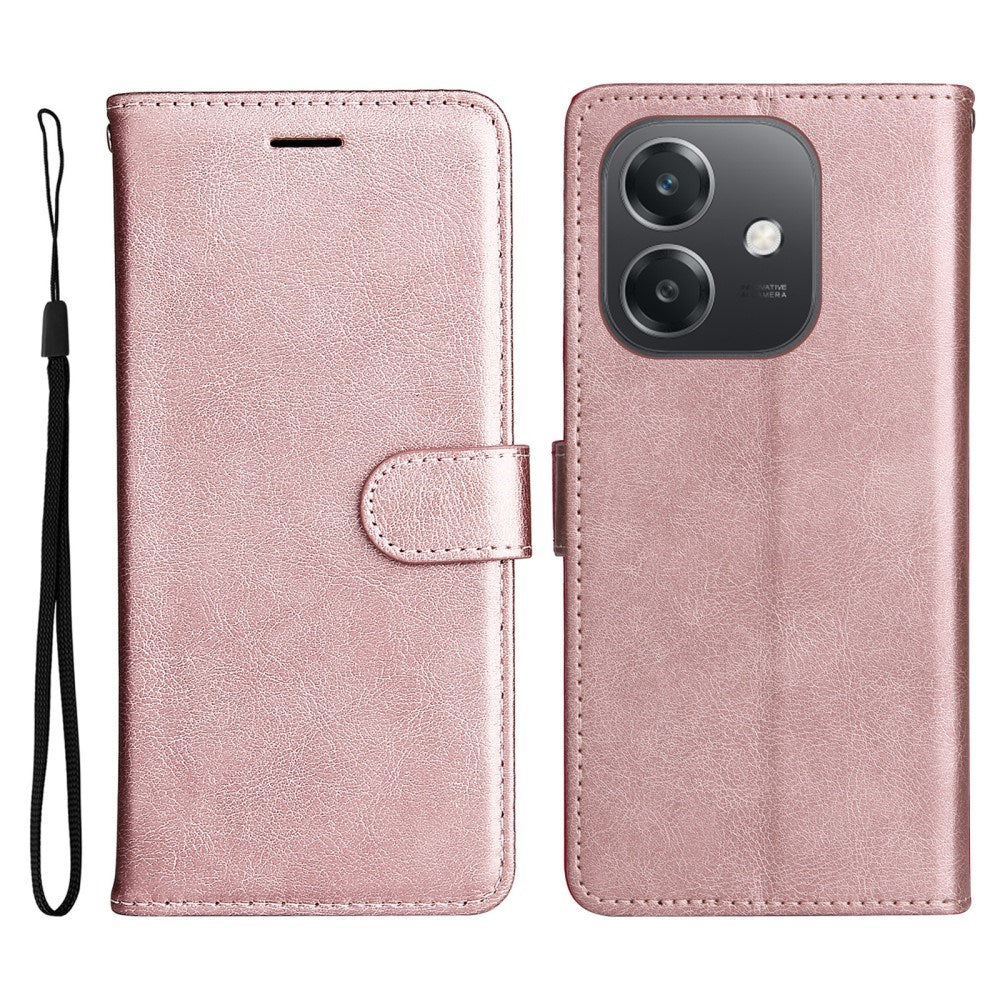 EIDERWOOD Oppo A60 / A40m / A40 Konstläder Flip Fodral m. Rem - Rose Gold