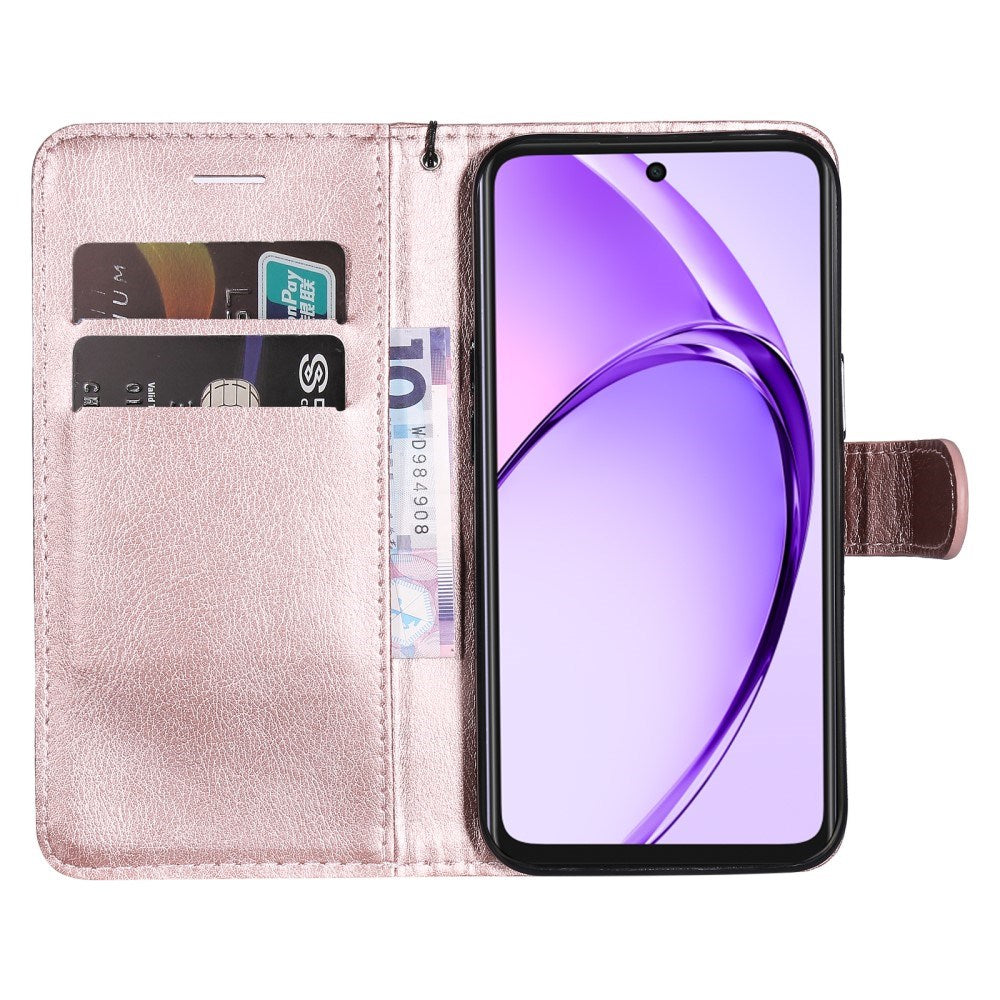 EIDERWOOD Oppo A60 / A40m / A40 Konstläder Flip Fodral m. Rem - Rose Gold