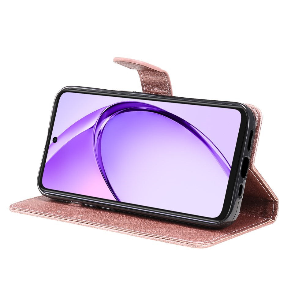 EIDERWOOD Oppo A60 / A40m / A40 Konstläder Flip Fodral m. Rem - Rose Gold