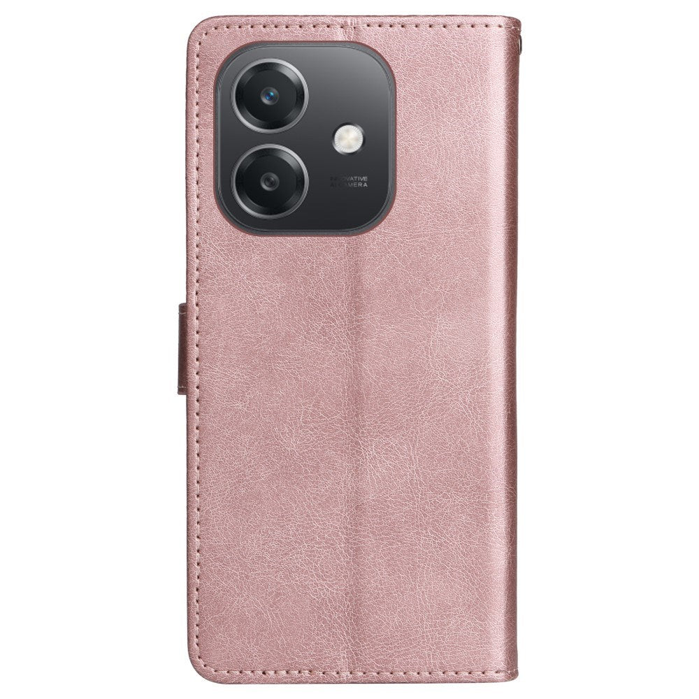 EIDERWOOD Oppo A60 / A40m / A40 Konstläder Flip Fodral m. Rem - Rose Gold