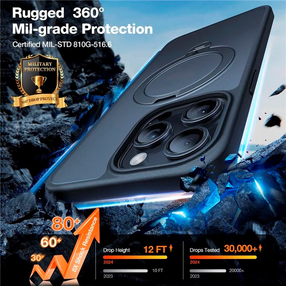 TORRAS iPhone 15 Pro Flexibelt Plast Skal m. Ställfunktion - MagSafe Kompatibel - Svart