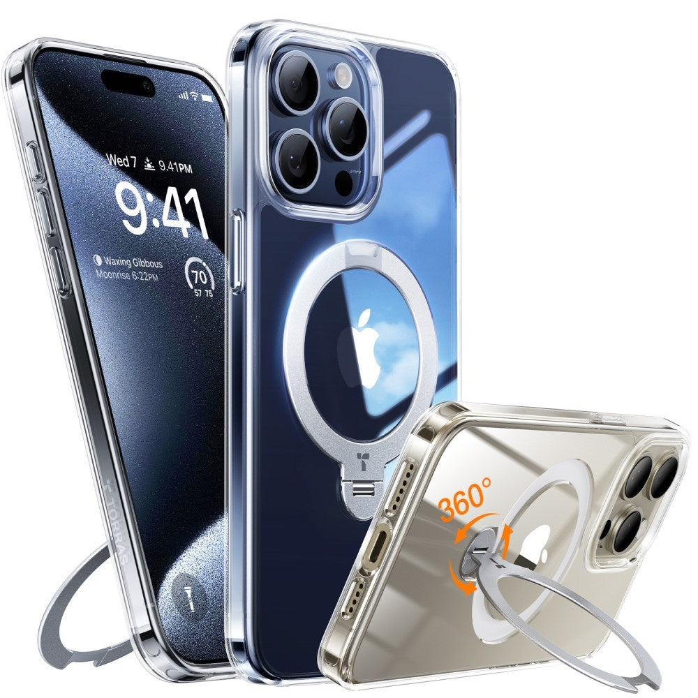 TORRAS iPhone 15 Pro Flexibelt Plast Skal m. Ställfunktion - MagSafe Kompatibel - Genomskinlig