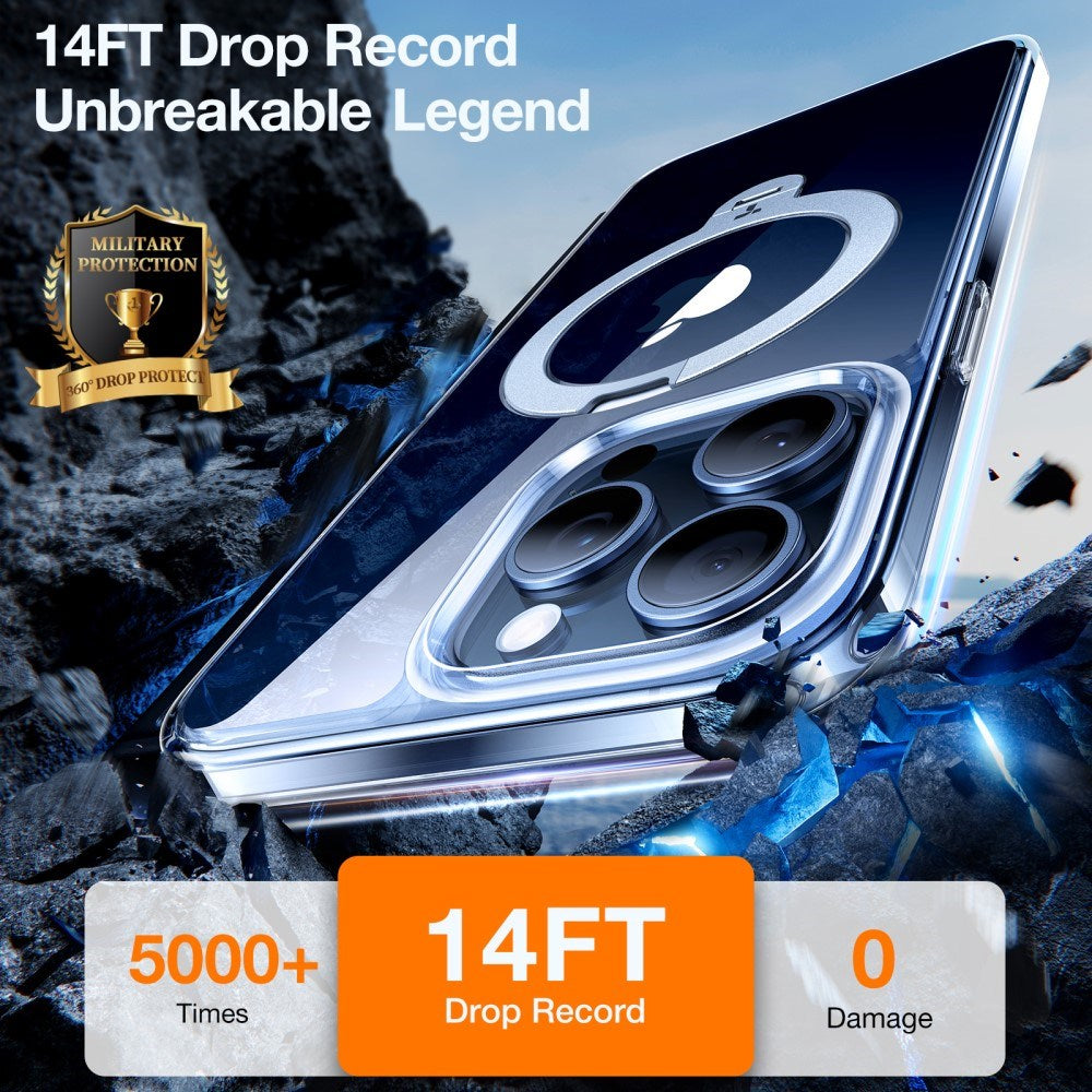 TORRAS iPhone 15 Pro Flexibelt Plast Skal m. Ställfunktion - MagSafe Kompatibel - Genomskinlig