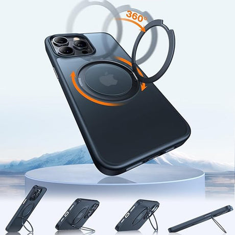 TORRAS iPhone 15 Pro Hybrid Plast Skal m. Ställ - MagSafe Kompatibel - Svart