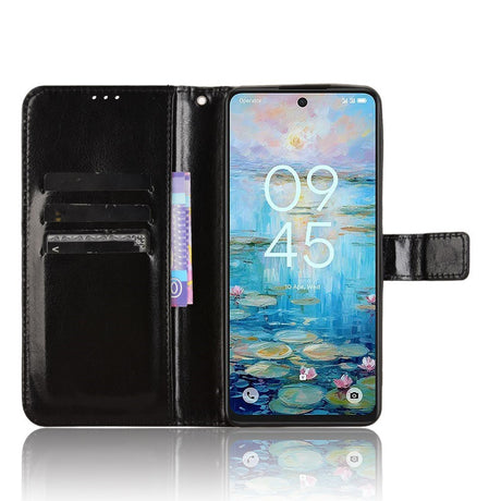 EIDERWOOD TCL 50 Pro Nxtpaper (5G) Läder Plånbokfodral med Stativ - Svart