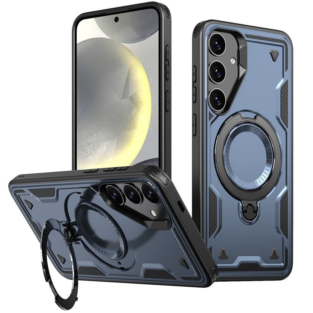 Samsung Galaxy S25/S24 Skal med MagSafe-kompatibilitet – Militärklassad Skydd och Ställfunktion - Blå