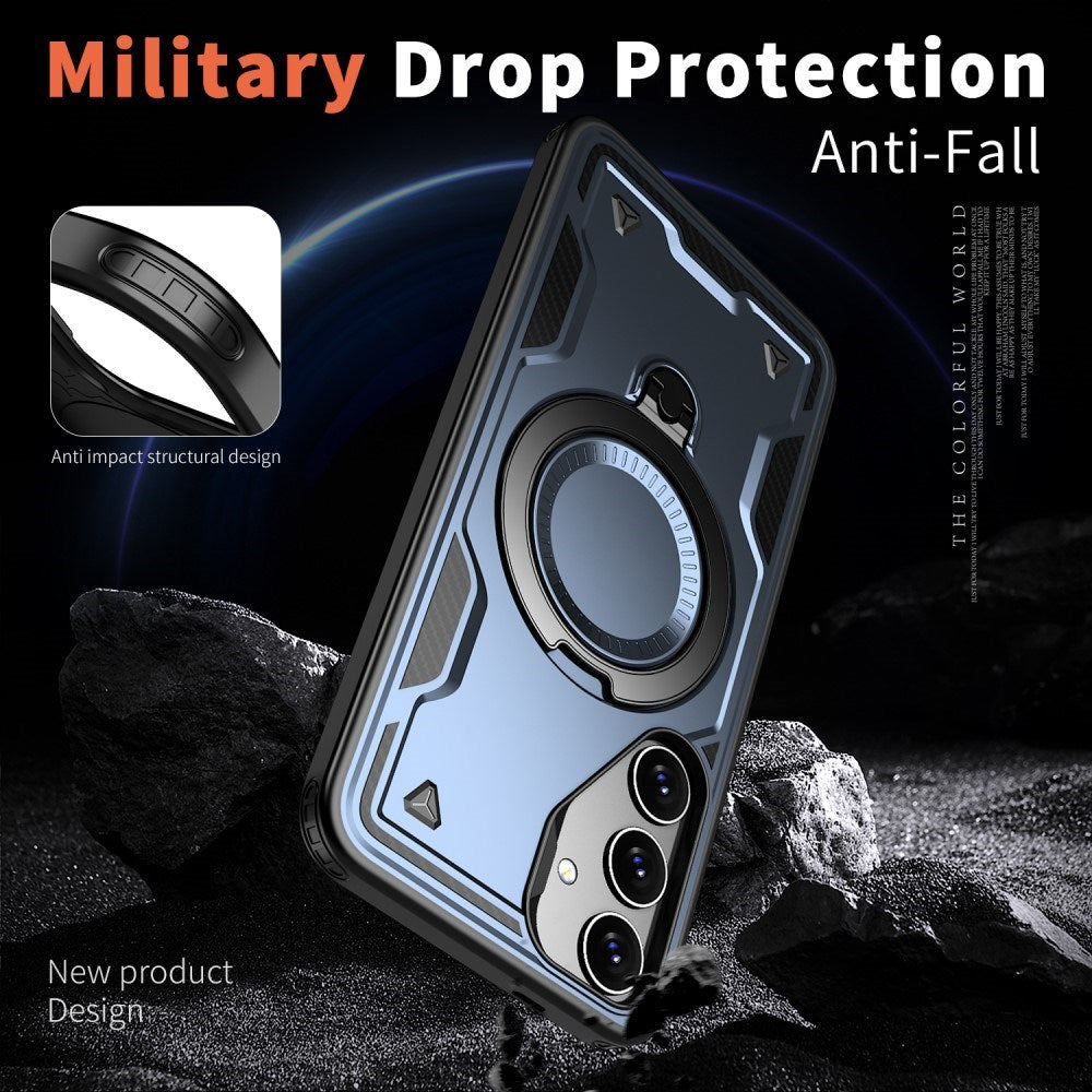 Samsung Galaxy S25/S24 Skal med MagSafe-kompatibilitet – Militärklassad Skydd och Ställfunktion - Blå