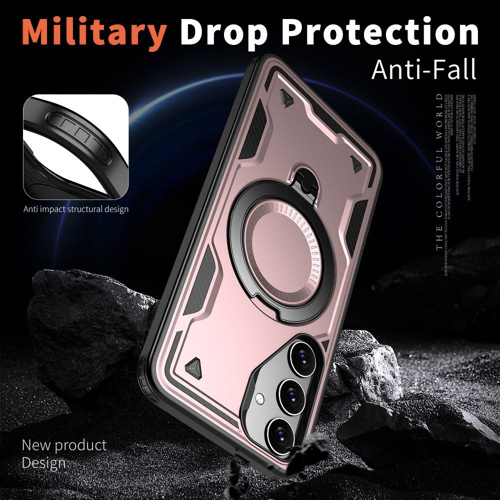 Samsung Galaxy S25/S24 Skal med MagSafe-kompatibilitet – Militärklassad Skydd och Ställfunktion - Rosa