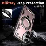Samsung Galaxy S25/S24 Skal med MagSafe-kompatibilitet – Militärklassad Skydd och Ställfunktion - Rosa