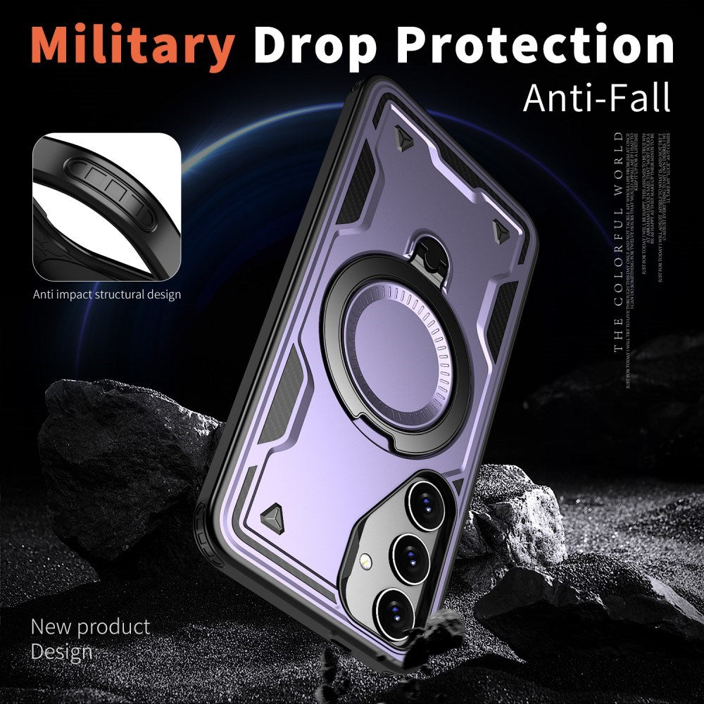 Samsung Galaxy S25/S24 Skal med MagSafe-kompatibilitet – Militärklassad Skydd och Ställfunktion - Purpur