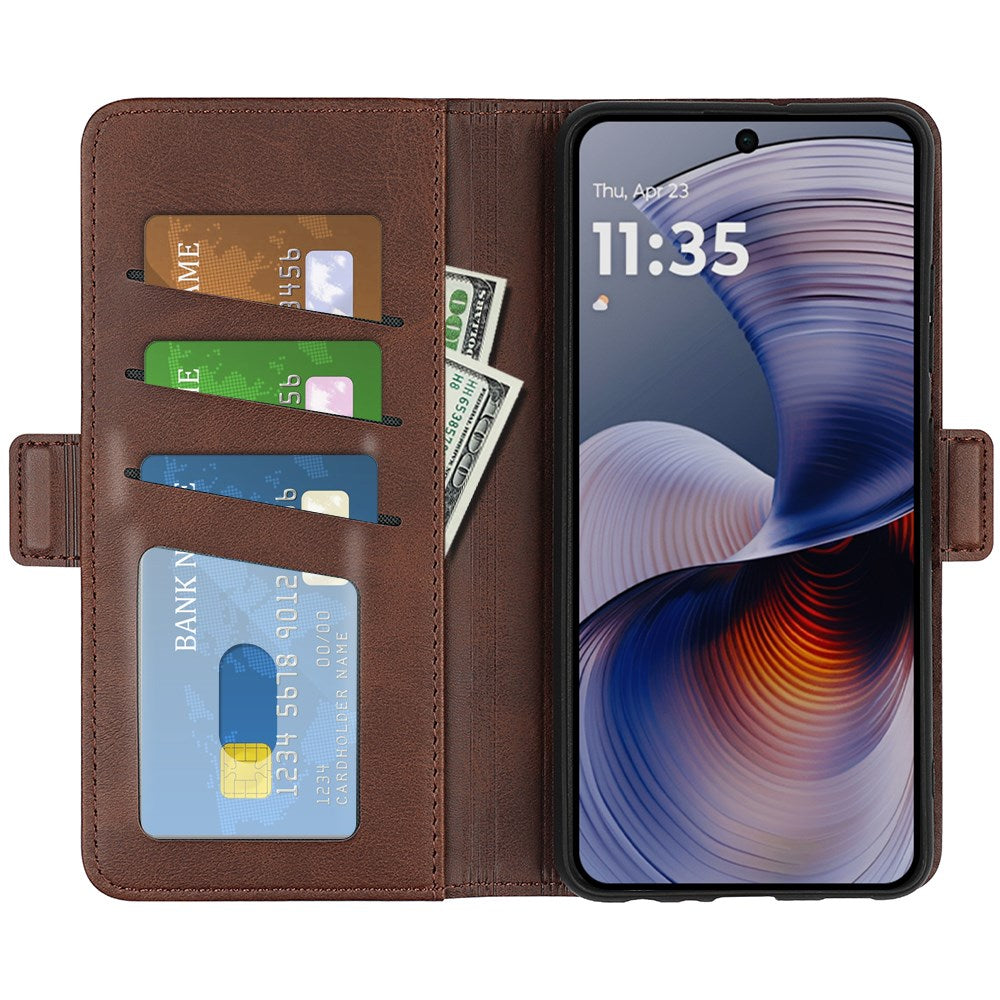 EIDERWOOD Motorola Moto G55 Wallet Flip Skal i läder med Plånbok - Mörkbrun