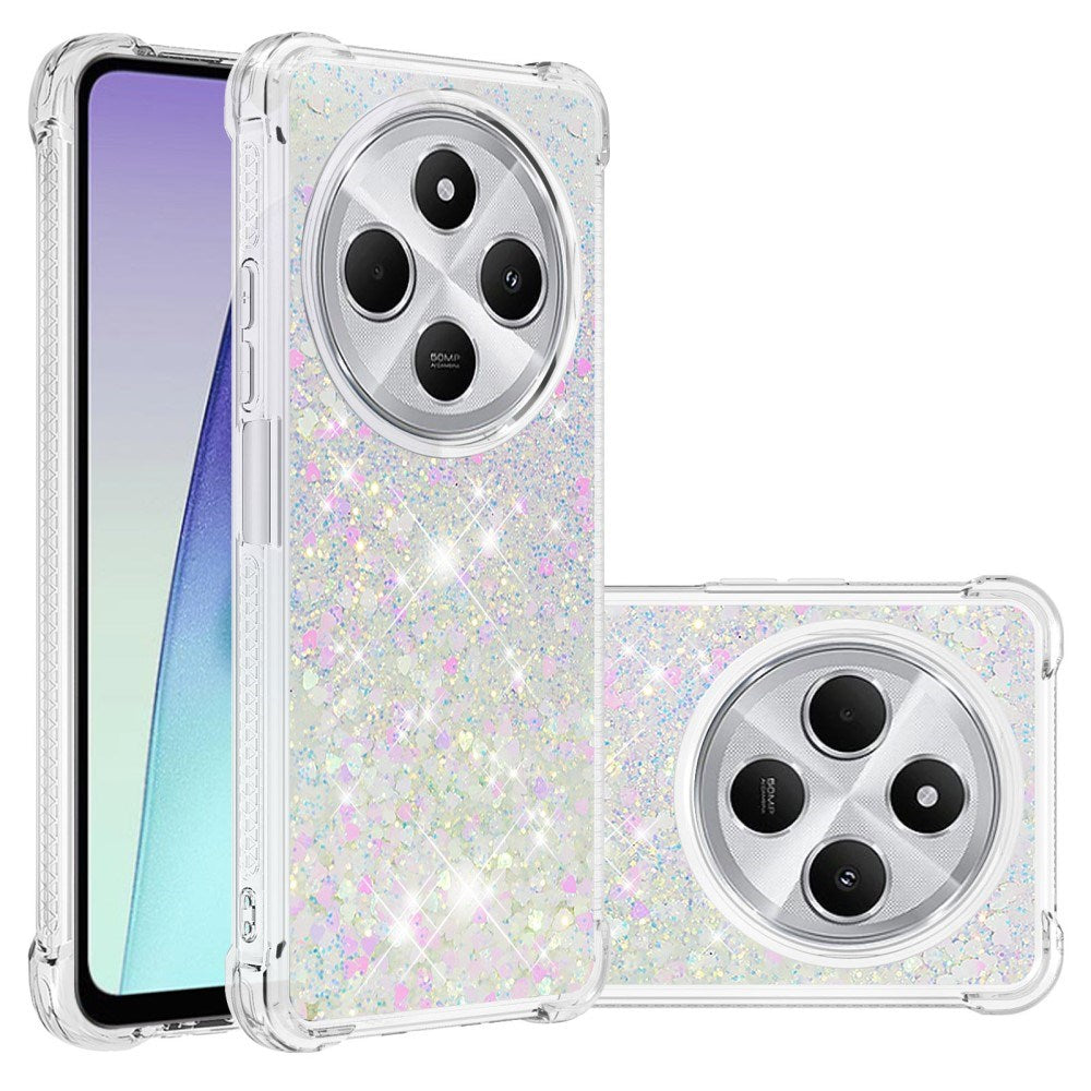 EIDERWOOD Xiaomi Redmi 14C Flexibelt Plast Skal med Flytande Glitter - Silver