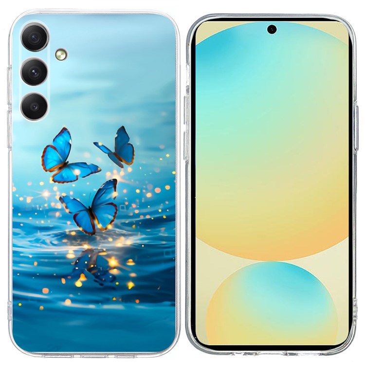 EIDERWOOD Samsung Galaxy S25 FE Flexibel Plast Skal med Motiv - Vatten / Blå Fjärilar