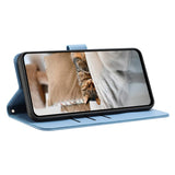 EIDERWOOD iPhone 16e Konstläder Flip Fodral m. Kattmönster - Blå