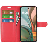EIDERWOOD Motorola Moto G75 (5G) Konstläder Flip Fodral m. Korthållare & Ställfunktion - Röd