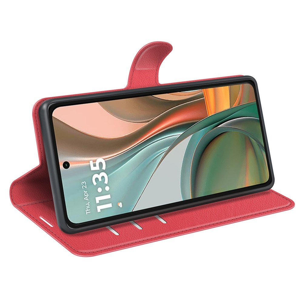 EIDERWOOD Motorola Moto G75 (5G) Konstläder Flip Fodral m. Korthållare & Ställfunktion - Röd