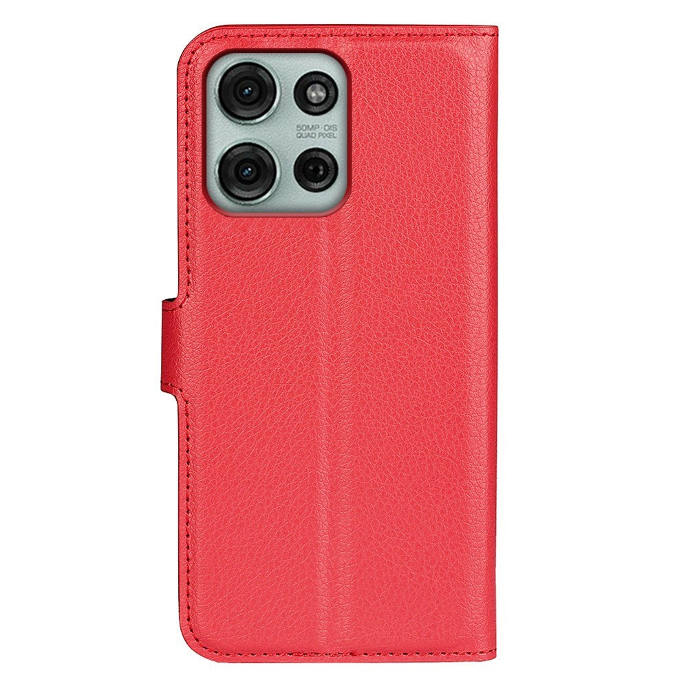 EIDERWOOD Motorola Moto G75 (5G) Konstläder Flip Fodral m. Korthållare & Ställfunktion - Röd