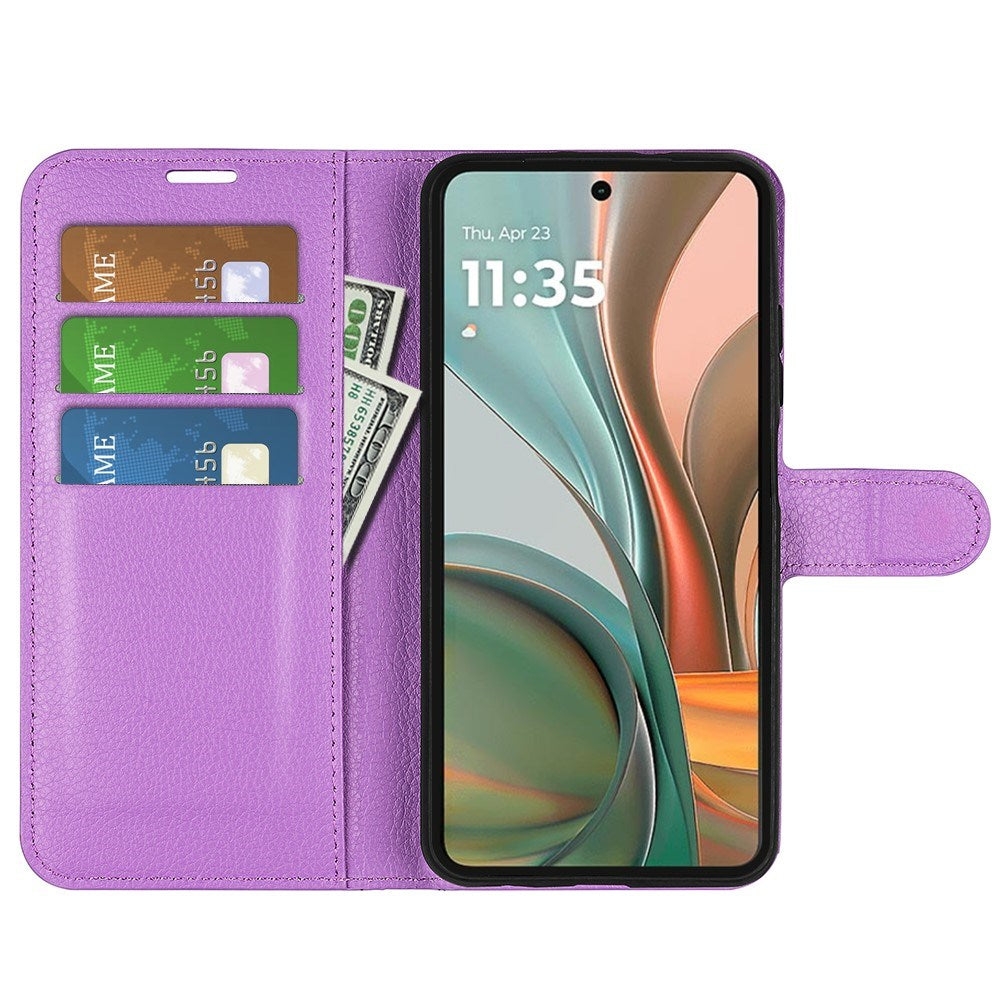 EIDERWOOD Motorola Moto G75 (5G) Konstläder Flip Fodral m. Korthållare & Ställfunktion - Lila