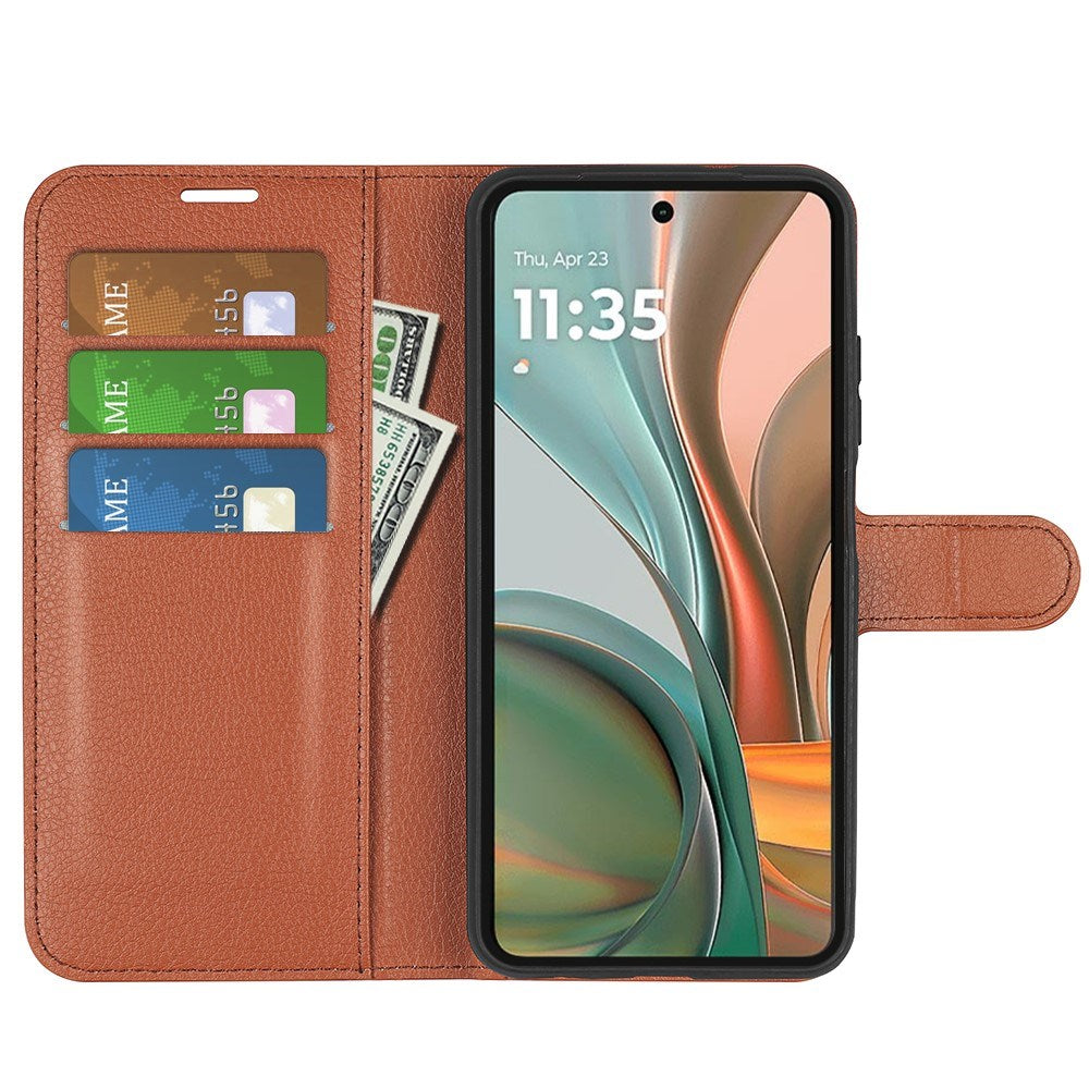 EIDERWOOD Motorola Moto G75 (5G) Konstläder Flip Fodral m. Korthållare & Ställfunktion - Brun