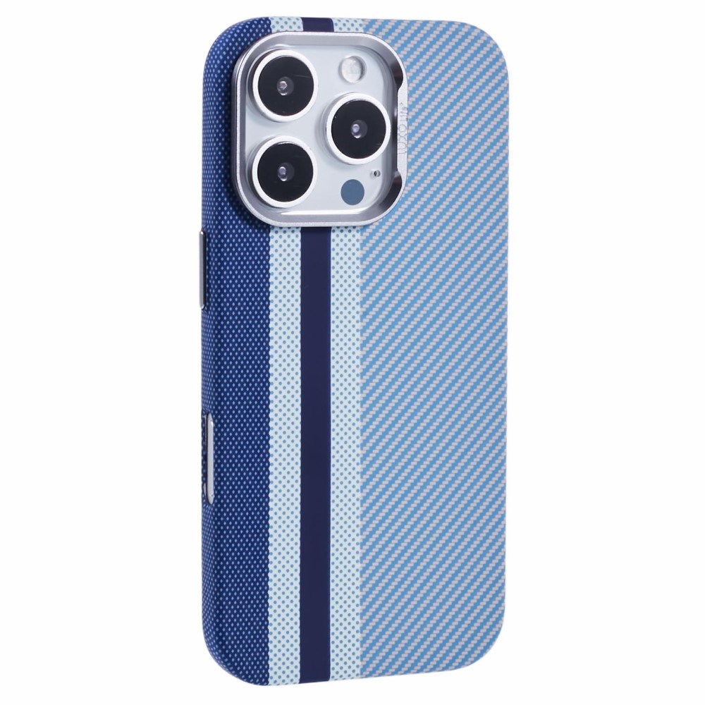 EIDERWOOD Mönstrad Carbon Skal - iPhone 16 Pro - MagSafe Kompatibel - Blue Stripes