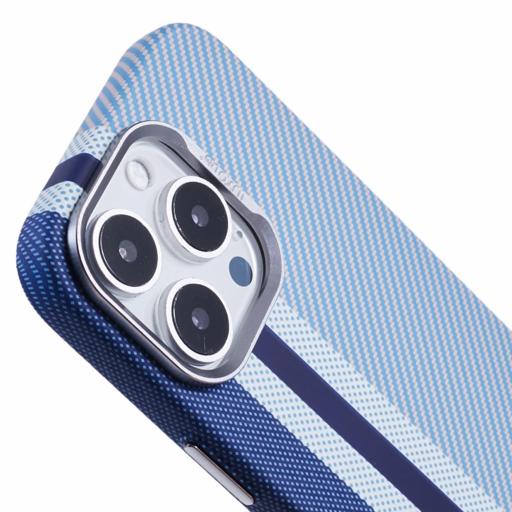 EIDERWOOD Mönstrad Carbon Skal - iPhone 16 Pro - MagSafe Kompatibel - Blue Stripes