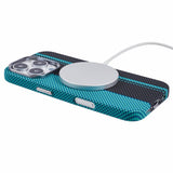 EIDERWOOD Mönstrad Carbon Skal - iPhone 16 Pro - MagSafe Kompatibel - Blue/Black