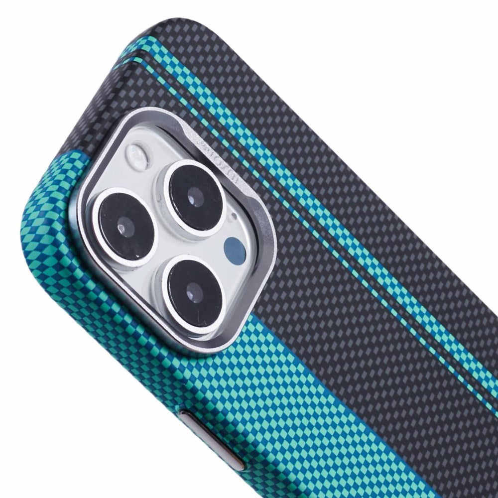 EIDERWOOD Mönstrad Carbon Skal - iPhone 16 Pro - MagSafe Kompatibel - Blue/Black