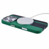 EIDERWOOD Mönstrad Carbon Skal - iPhone 16 Pro - MagSafe Kompatibel - Green/Black