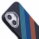 EIDERWOOD Mönstrad Carbon Skal - iPhone 16 - MagSafe Kompatibel - Colorful Stripes