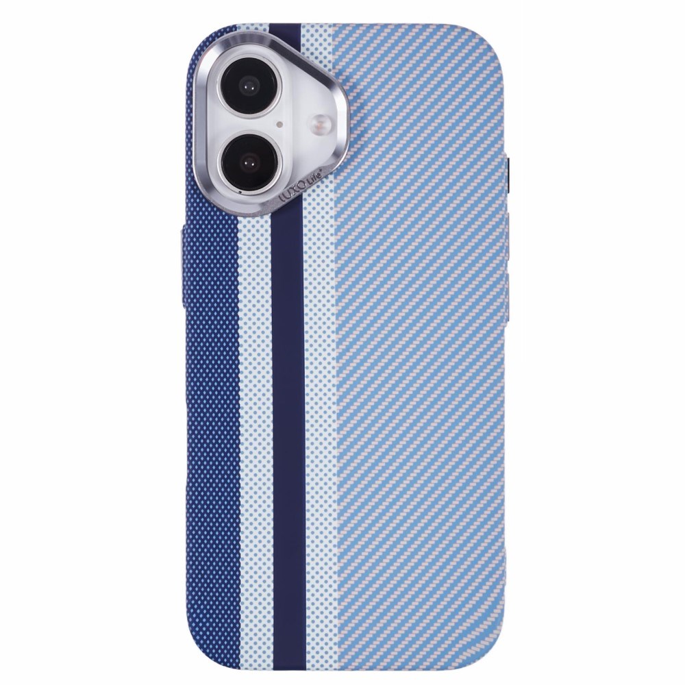EIDERWOOD Mönstrad Carbon Skal - iPhone 16 - MagSafe Kompatibel - Blue Stripes