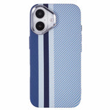 EIDERWOOD Mönstrad Carbon Skal - iPhone 16 - MagSafe Kompatibel - Blue Stripes