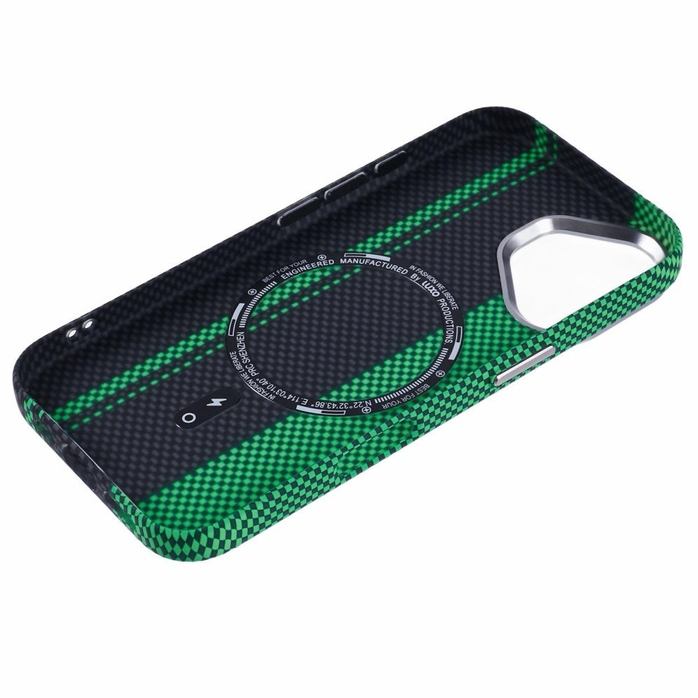 EIDERWOOD Mönstrad Carbon Skal - iPhone 16 - MagSafe Kompatibel - Green/Black