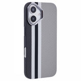 EIDERWOOD Mönstrad Carbon Skal - iPhone 16 - MagSafe Kompatibel - Grey Stripes